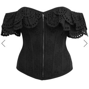 Chic Black Off-Shoulder Eyelet Blouse